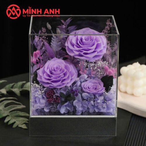 Hộp Mica Đựng Hoa Vuông Đế Rời Cao Cấp - Ảnh 9