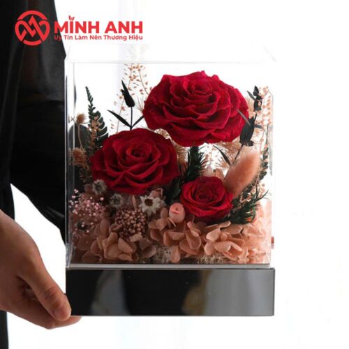 Hộp Mica Đựng Hoa Vuông Đế Rời Cao Cấp - Ảnh 4