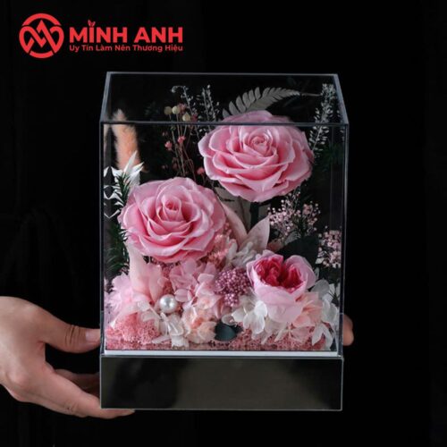 Hộp Mica Đựng Hoa Vuông Đế Rời Cao Cấp - Ảnh 7