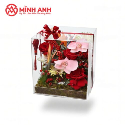 Hộp Mica Cắm Hoa Vuông